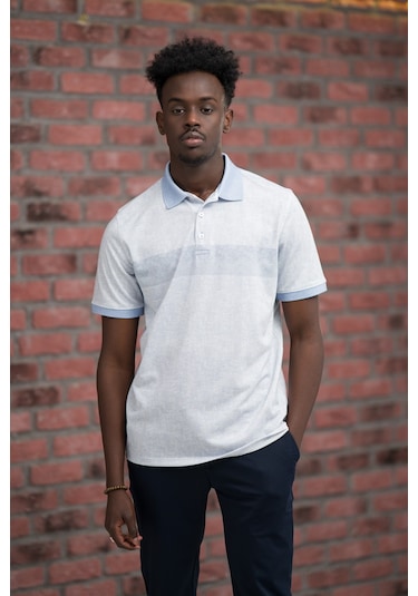 Advante Regular Fit Likralı Çizgili Polo Yaka T-shirt Mavi