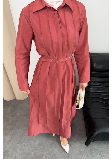 Mihran Butik Quenn Model Coupra Model Kumaş Kemer Detaylı Elbise Kiremit