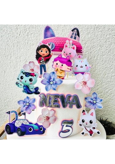 Gabby Temalı Doğum Günü Pasta Parti Süsü Seti Cake Topper