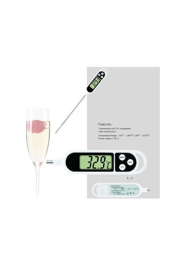 Termometre Sıvı Gıda Et Su Yiyecek Sıcaklık Ölçer Mutfak Thr138x