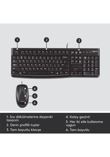 Logitech Klavye & Mouse Mk120 Kablolu Usb