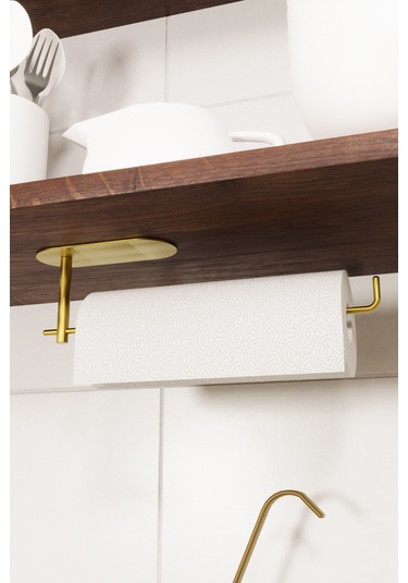 Paslanmaz Çelik Gold Kağıt Havlu Askısı,rulo Kağıt Havluluk,kağıthavlu Asacağı Yapışkanlı Gold