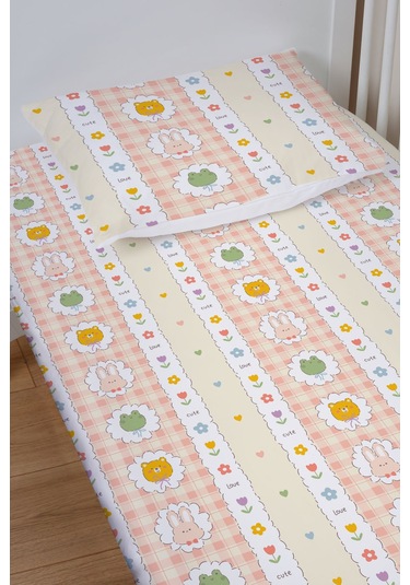 Organik Bebek Boy Lastikli Çarşaf Seti 80x140 - Şirin Kahramanlar