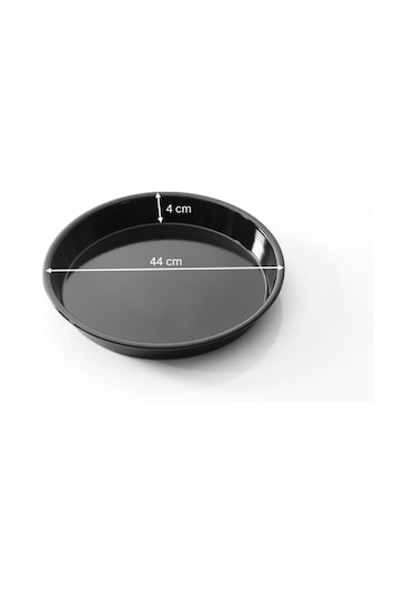 Siyah Parlak Emaye Yuvarlak Fırın Tepsisi 44 Cm Siyah