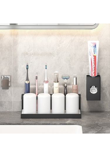 Dianziye Duvar Tipi Diş Fırçası Tutucusu - Delme Yok Kurulum, Elektrikli/ağır Diş Fırçası Uyumlu, Multifonksiyonel, Siyah, 20cm - Banyo Düzenleyici Diğer