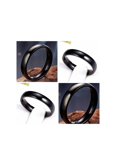 6 Mm Bombeli Çelik Alyans Çifti Söz Yüzükleri Siyah Cl12