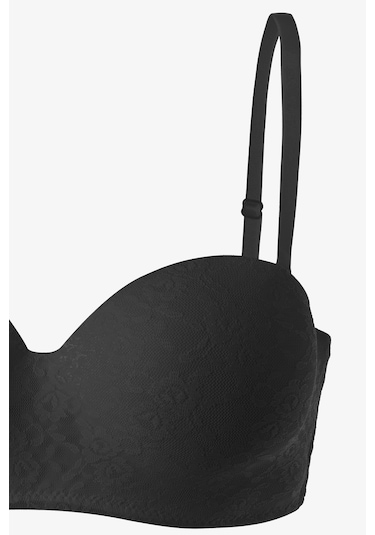 Kadın Dolgusuz Lez Dantelli Desteksiz Straplez Sütyen Siyah