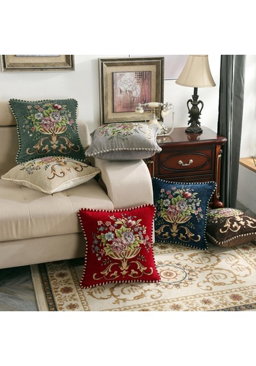 Suntek 48x48cm Makinede Yıkanabilir Dekoratif Yastık Kırmızı Kırmızı