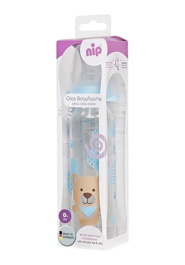 Nip 250 Ml Cam Biberon Erkek 0-6 Ay - Mavi Standart