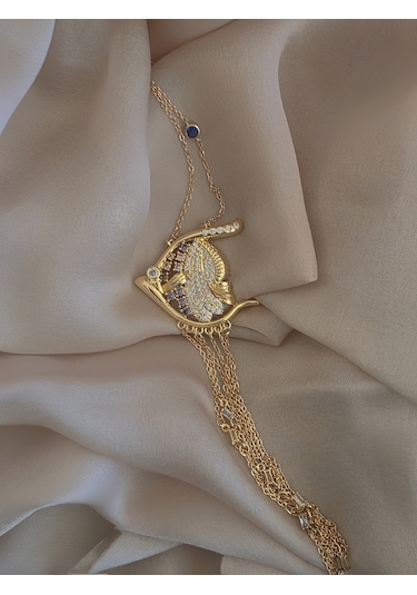 Renkli Balık Figürlü Sallantılı Çelik Zincir Kolye Gold