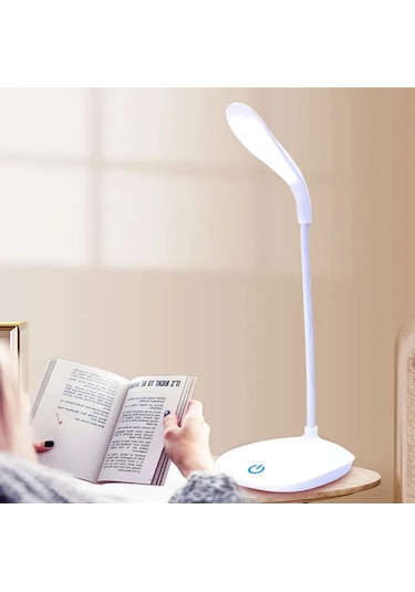 Taşınabilir Ve Ayarlanabilir Beyaz Renk Dokunmatik Şarjlı Masa Lambası Kitap Okuma Lambası Çok Renkli
