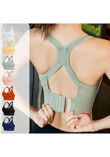 Jeemson Kadınlar İçin Nefes Alabilen Spor Sütyeni - Şok Emici, Ayarlanabilir, Çıkarılabilir Pedli, Yoga Ve Koşu İçin Sarı