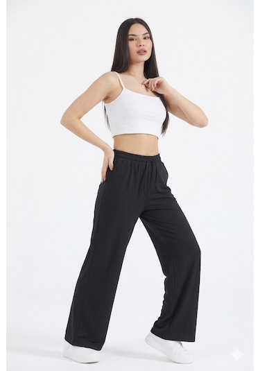 Thıff Gymwear Kadın Modal Kumaş Bağcıklı Eşofman Altı Siyah