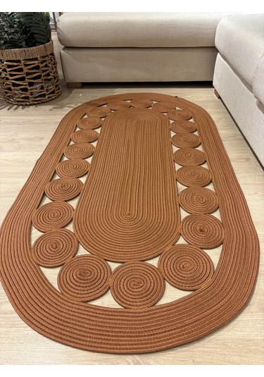 Cookie Jüt Hasırlı El Örgüsü Kilim Natural