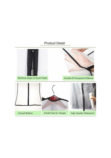 Xiyyadms 6 Adet 60x100 Cm Giyim Koruması, Toz/moistur/moth/su Koruyucu, Yarı Saydam Reçine, Gömlek Ceket Palto İçin, Yıkanabilir Taşınabilir Diğer