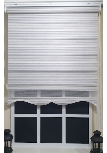 Storburada Zebra Stor Perde Çizgili Etek Dilimli St 010 Ekru