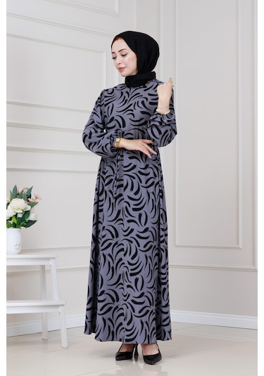 Beli Tünelli Karin Elbise-gri-5333 Gri