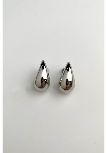 Bottega Gözyaşı Damlası Kadın Küpe Gümüş Renk Gümüş