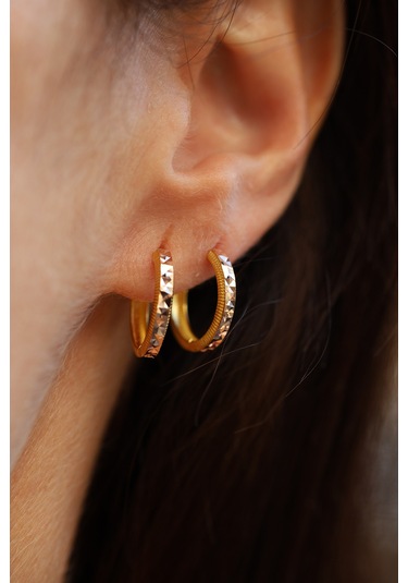 14 Ayar Altın Kalemli Ajda Model Halka Küpe Kp34098 Sarı Altın