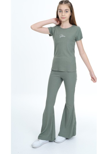 Toontoy Kız Çocuk Storie Nakışlı Eşofman Takım Haki