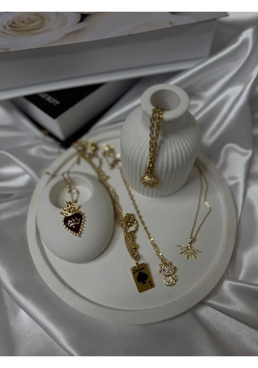 Tasarımlı Figürlü Çelik Kolye Gold