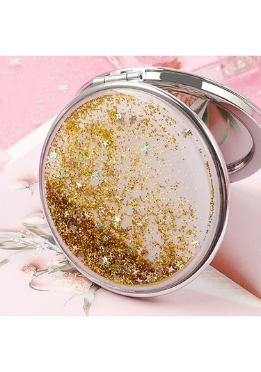 Suntek Yuvarlak Çift Taraflı Simli Makyaj Aynası Altın