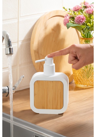 Porsima 3148 Banyo Ve Mutfak Sıvı Sabunluk 400ml Beyaz-ahşap Beyaz