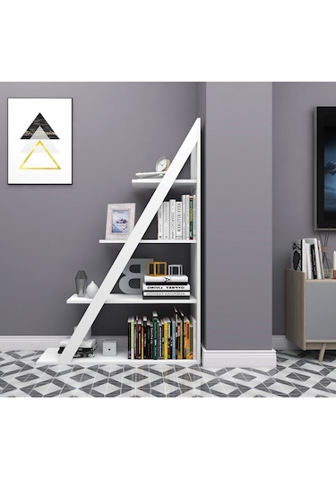 Arnetti Arven 4 Raflı Modern Kitaplık, Beyaz- Arven
