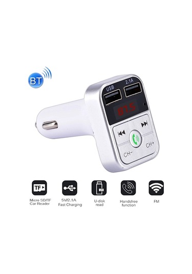 B2 Çift Usb Şarj Bluetooth Fm Verici Mp3 Müzik Çalar Araç Kiti, Eller Serbest Arama Ve Tf Kart Ve U Disk Gümüş Desteği