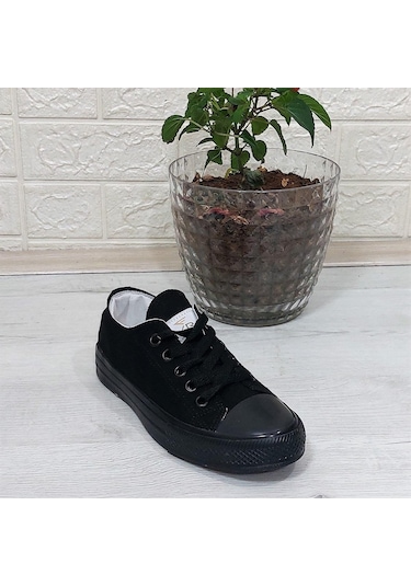 Fiyra 554 Siyah-siyah Kısa Unisex Sneaker Keten Spor Ayakkabı 001