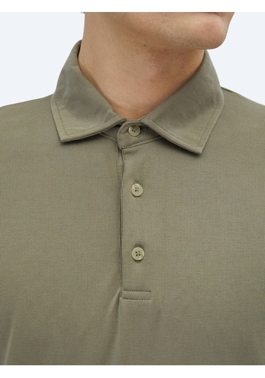 Haki Düz Polo Yaka T-shirt Haki