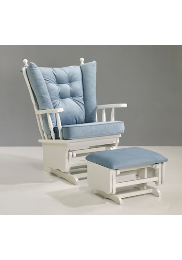 Meltem Kids Sallanır Emzirme Dinlenme Koltuğu Sallanan Sandalye Sallanan Koltuk + Markiz (Beyaz-Soft Mavi 3020)