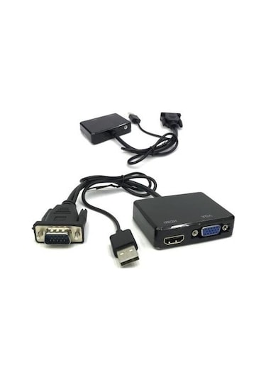 Vga To Vga+hdmi+3.5mm Çevirici Dönüştürücü Çoklayıcı Adaptör