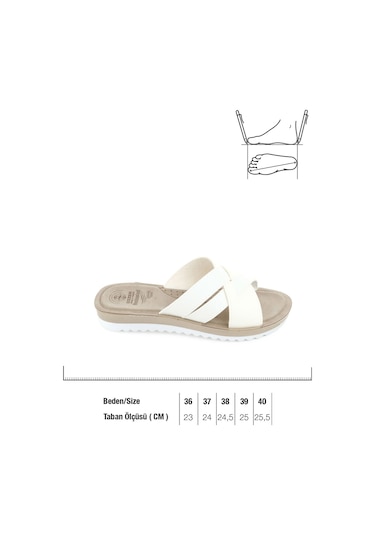 Gezer Yazlık Kadın Anatomical Yumuşak Taban Terlik Beyaz