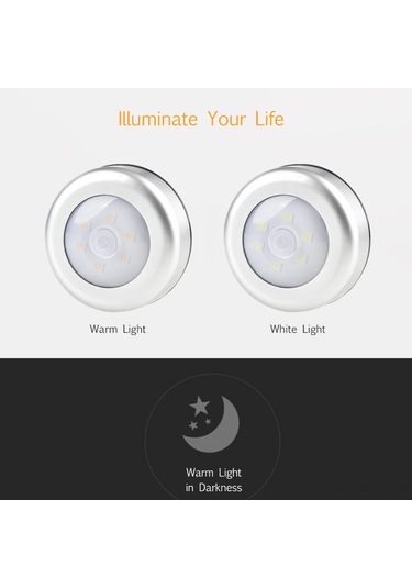 Neevoyu 6 Led Dokunmatik/ Basma Tipi Işık Regülasyonlu Gece Lambası 2800k-3200k Islak Işık - Pil Yok - Ev/ Dormitorio/ Dolap Kullanıma Uygun Sıcak Beyaz