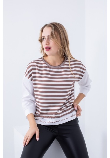 Cliche Kadın, Etek Ucu Ve Arkası Baskılı, Sweatshirt. Çok Renkli