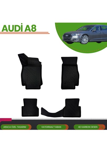 Audi A8 2018+ Araca Özel 4d Havuzlu Paspas Takımı Karbon