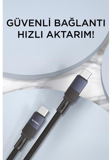 Torima U18 Type-c İle Type-c Şarj Ve Data Kablosu Siyah