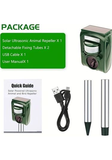 Willowhaven 2023 Güneş Enerjili Ultrasonik Hayvan Kovucu, Hareket Sensörlü Led Fener - Ip66 Su Geçirmez