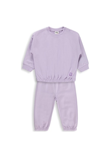 Civil Baby Kız Bebek Düz Basic Kalpli 6-18 Ay Takım - Lila