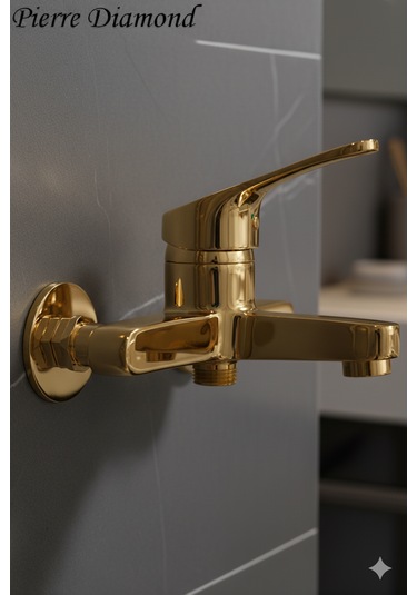 56623 Banyo Bataryası Duş Musluğu Musluk Armatür Siyah Beyaz Krom Gold Gold