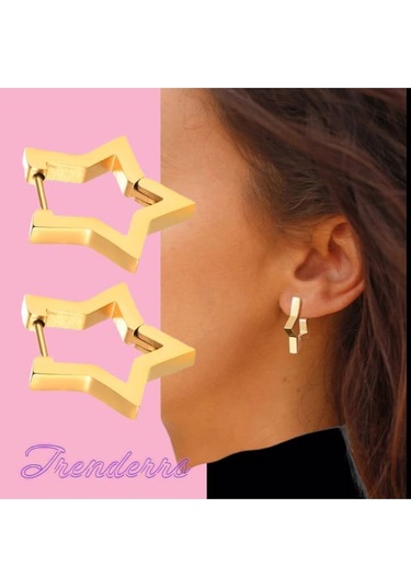 Tezzgelsin Unisex Hipoalerjenik Gothic Punk Paslanmaz Çelik Küpe Gold