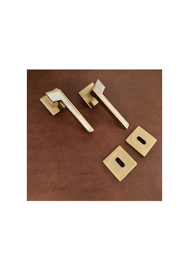 Albatros Gold Kare Rozetli Oda Kapı Kolu Koldoor 4 Takım