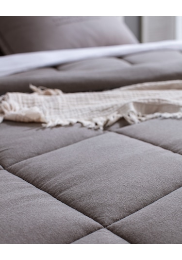 Bobigny Çift Kişilik Pamuklu Supersoft Comforter Set - Antrasit Gri