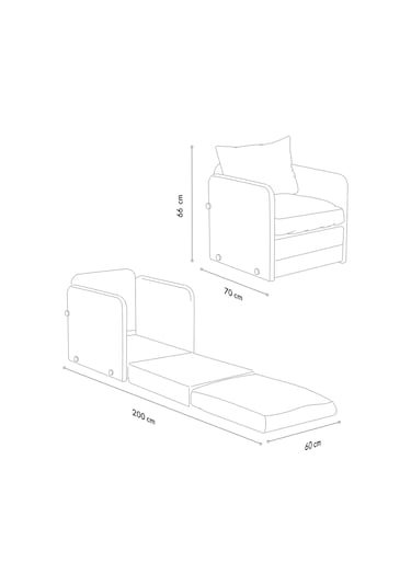 Pafu Saga Tekli Katlanır Yataklı Koltuk Keten Açık Gri