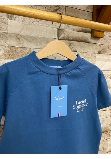 Laciel Paris Summer Clup Oversize Çocuk Tişört Petrol Mavi