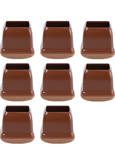 Neevoyu 8 Adet Kahverengi Kare M Boy Tpe Tabure Ayak Koruması - Sessiz Kaydırmalı, Zırtlı Ve Dayanıklı Mutfak Ofis Mobilya Ayaklık