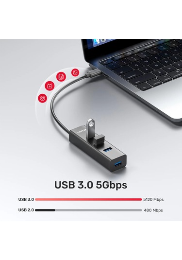 Unıtek Type-c To 4 Port Usb 3.0 + Type-c Y-3089z