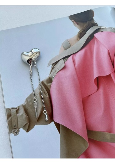 Best Price 34 Zincirli Kalp Broş 228397997 Gri