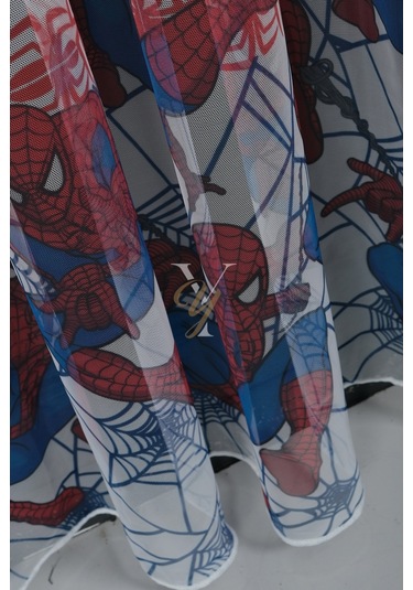 Baskılı Kurşunlu Grek Tül Perde Çocuk Örümcek Çok Renkli